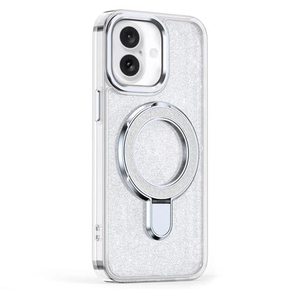For iPhone 16 Plus Case Glitter Design TPU+PC Kickstand Phone Protector