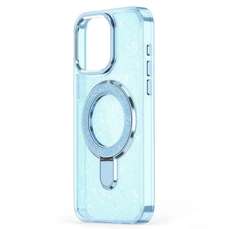 For iPhone 16 Case Glitter Design TPU+PC Kickstand Phone Protector