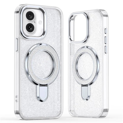 For iPhone 16 Case Glitter Design TPU+PC Kickstand Phone Protector