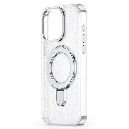 For iPhone 16 Case Glitter Design TPU+PC Kickstand Phone Protector