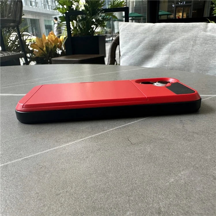For iPhone 16 Plus Case with Sliding Card Holder PC+TPU Phone Back Cover