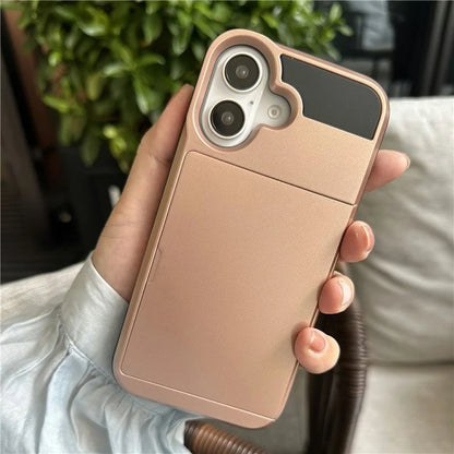 For iPhone 16 Plus Case with Sliding Card Holder PC+TPU Phone Back Cover