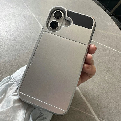 For iPhone 16 Plus Case with Sliding Card Holder PC+TPU Phone Back Cover
