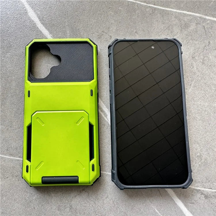 For iPhone 16 Case PC+TPU Dual Layer Back Phone Cover with Card Holder