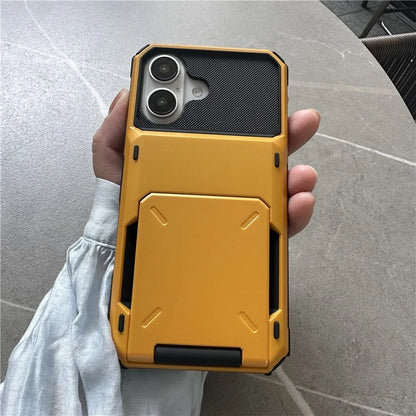 For iPhone 16 Plus Case PC+TPU Dual Layer Back Phone Cover with Card Holder
