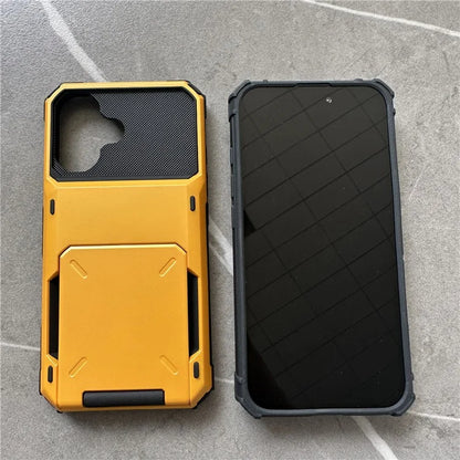For iPhone 16 Plus Case PC+TPU Dual Layer Back Phone Cover with Card Holder