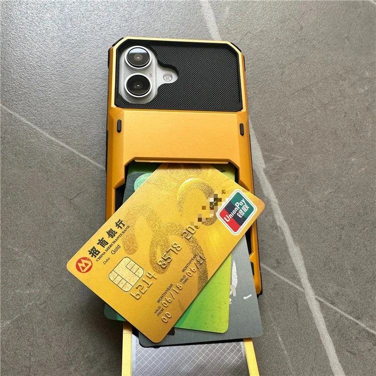For iPhone 16 Plus Case PC+TPU Dual Layer Back Phone Cover with Card Holder