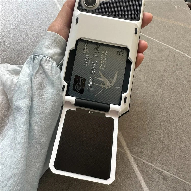 For iPhone 16 Plus Case PC+TPU Dual Layer Back Phone Cover with Card Holder