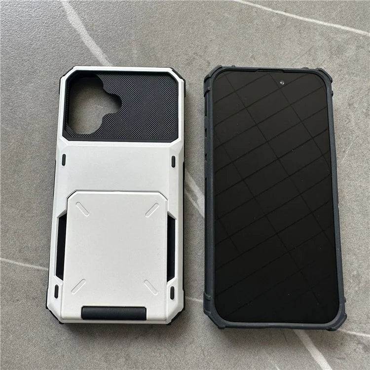 For iPhone 16 Plus Case PC+TPU Dual Layer Back Phone Cover with Card Holder