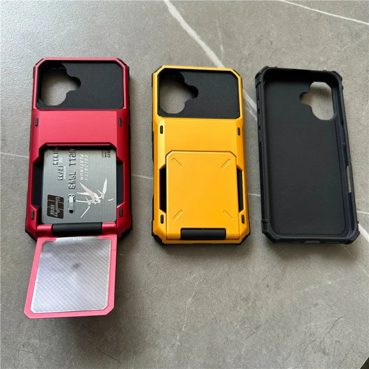 For iPhone 16 Plus Case PC+TPU Dual Layer Back Phone Cover with Card Holder