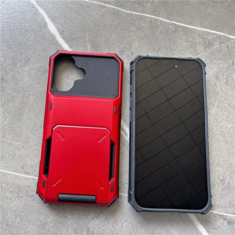 For iPhone 16 Plus Case PC+TPU Dual Layer Back Phone Cover with Card Holder