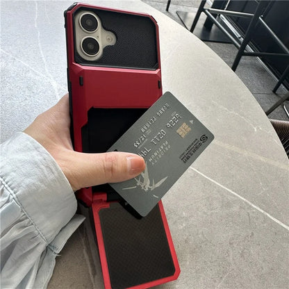 For iPhone 16 Plus Case PC+TPU Dual Layer Back Phone Cover with Card Holder