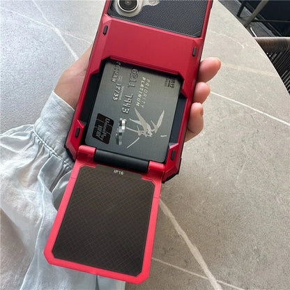 For iPhone 16 Plus Case PC+TPU Dual Layer Back Phone Cover with Card Holder