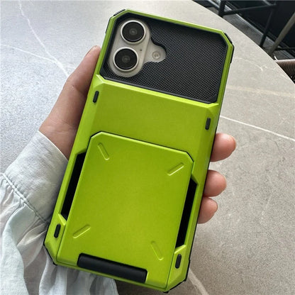 For iPhone 16 Plus Case PC+TPU Dual Layer Back Phone Cover with Card Holder