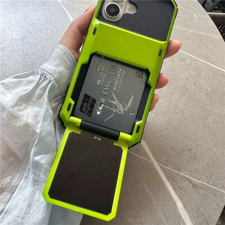 For iPhone 16 Plus Case PC+TPU Dual Layer Back Phone Cover with Card Holder
