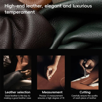For iPhone 16 Pro Max Case Electroplating Genuine Cow Leather+PC Drop Resistance Phone Cover
