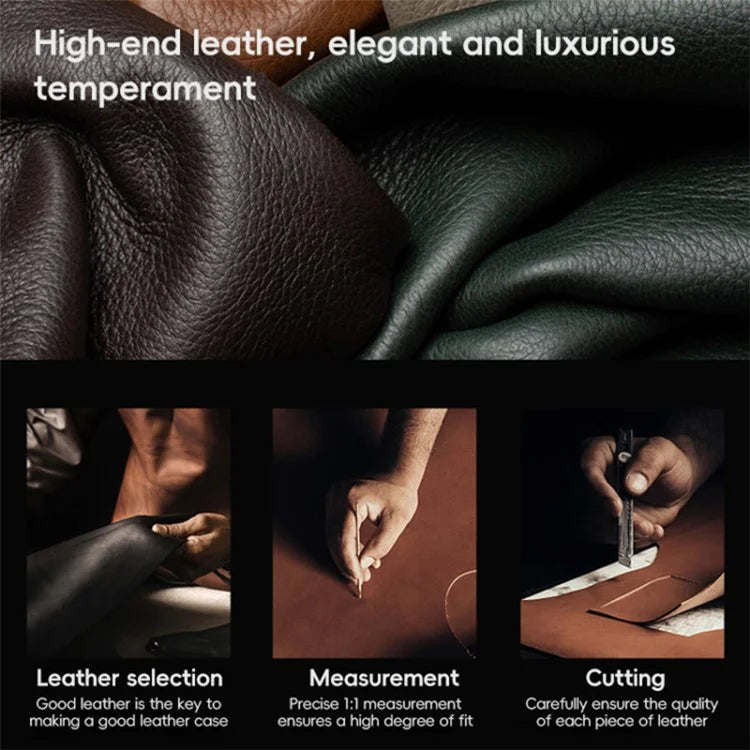 For iPhone 16 Pro Max Case Electroplating Genuine Cow Leather+PC Drop Resistance Phone Cover