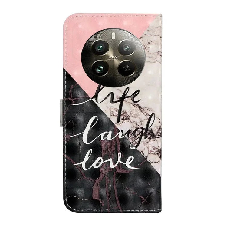 For Realme 12 4G / 12+ 5G Case 3D Creative Pattern PU Leather Stand Phone Cover