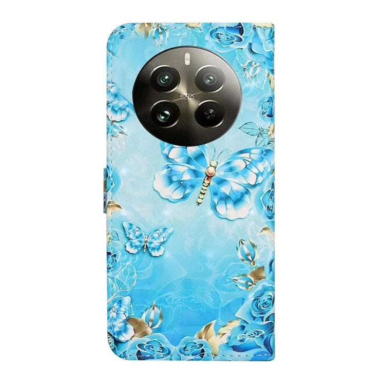 For Realme 12 4G / 12+ 5G Case 3D Creative Pattern PU Leather Stand Phone Cover