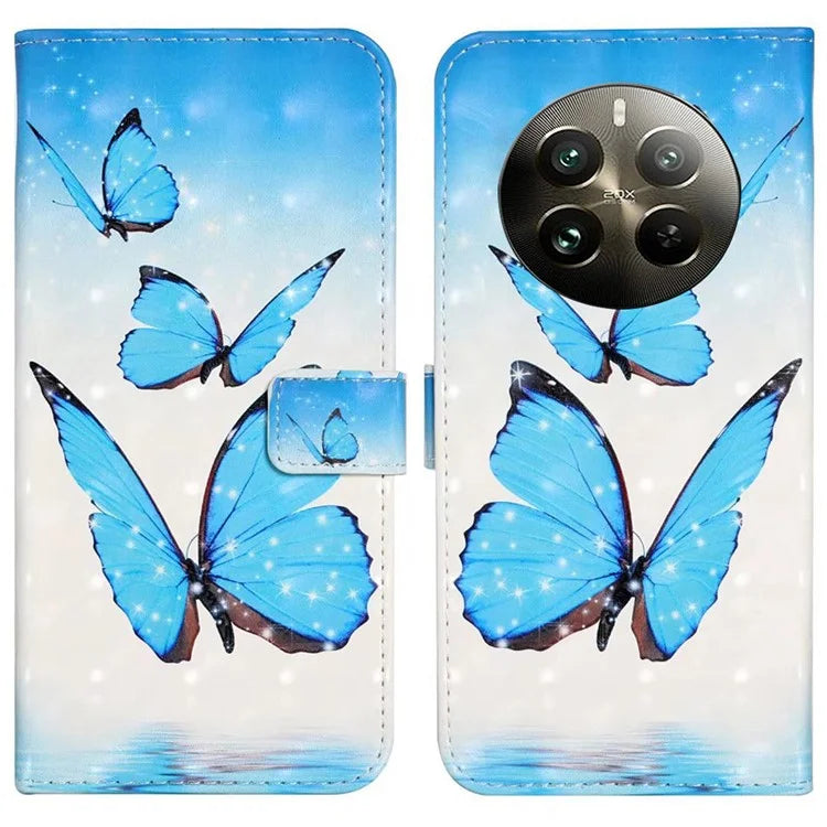 For Realme 12 4G / 12+ 5G Case 3D Creative Pattern PU Leather Stand Phone Cover