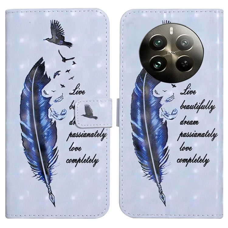 For Realme 12 4G / 12+ 5G Case 3D Creative Pattern PU Leather Stand Phone Cover