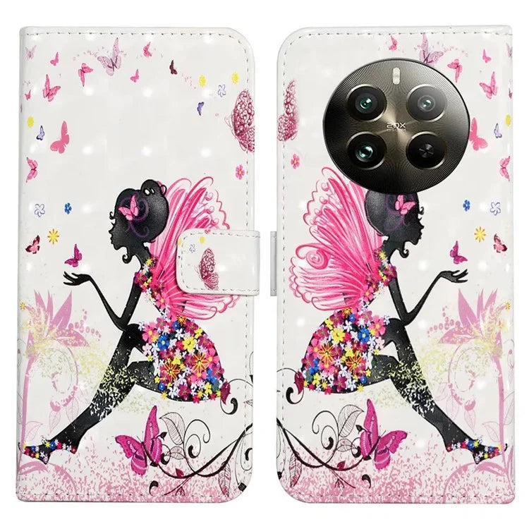 For Realme 12 4G / 12+ 5G Case 3D Creative Pattern PU Leather Stand Phone Cover
