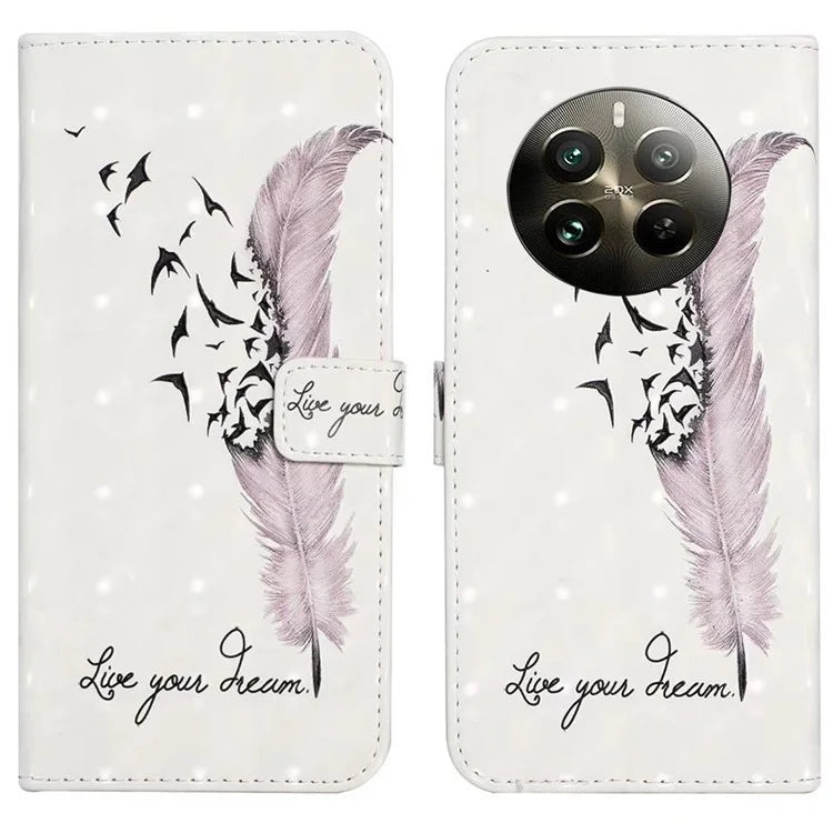 For Realme 12 4G / 12+ 5G Case 3D Creative Pattern PU Leather Stand Phone Cover