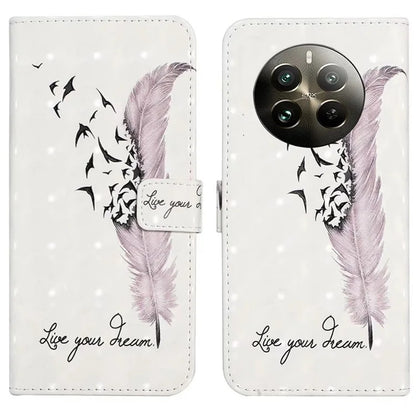 For Realme 12 4G / 12+ 5G Case 3D Creative Pattern PU Leather Stand Phone Cover
