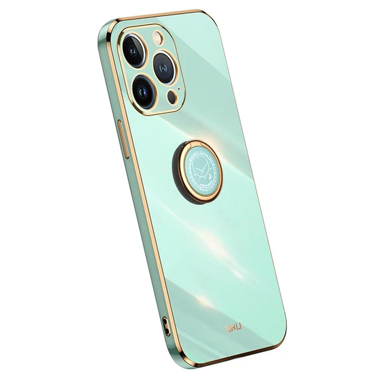 XINLI For iPhone 16 Pro Case Ring Kickstand Electroplating TPU Phone Cover