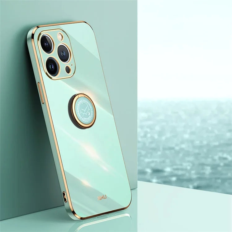 XINLI For iPhone 16 Pro Case Ring Kickstand Electroplating TPU Phone Cover