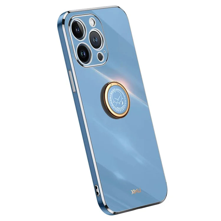 XINLI For iPhone 16 Pro Case Ring Kickstand Electroplating TPU Phone Cover