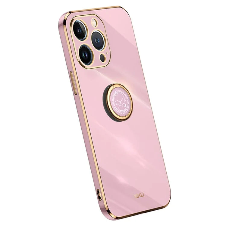 XINLI For iPhone 16 Pro Case Ring Kickstand Electroplating TPU Phone Cover