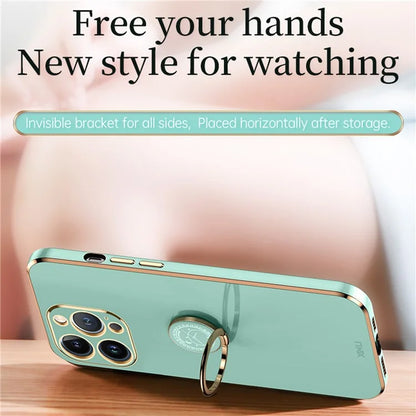 XINLI For iPhone 16 Pro Case Ring Kickstand Electroplating TPU Phone Cover