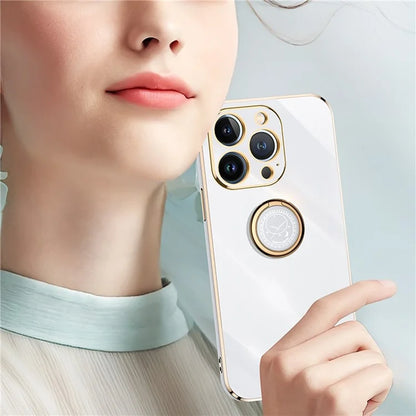 XINLI For iPhone 16 Pro Case Ring Kickstand Electroplating TPU Phone Cover