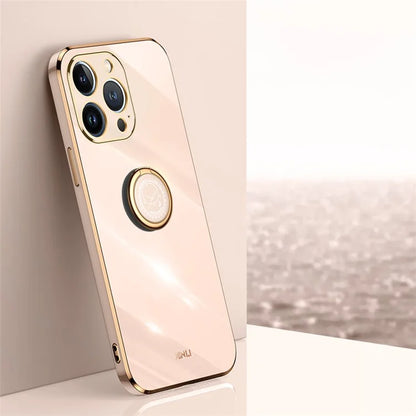 XINLI For iPhone 16 Pro Case Ring Kickstand Electroplating TPU Phone Cover