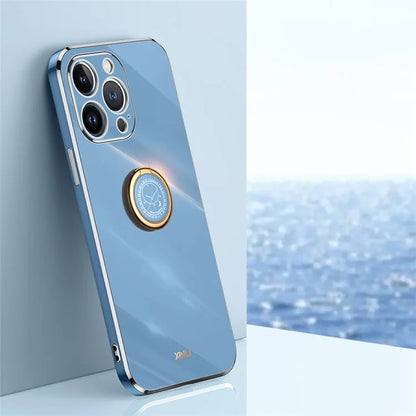 XINLI For iPhone 16 Pro Max Case Ring Kickstand Electroplating TPU Phone Cover
