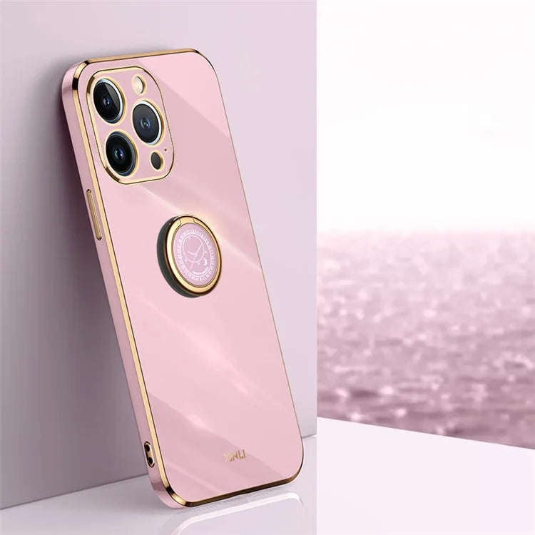 XINLI For iPhone 16 Pro Max Case Ring Kickstand Electroplating TPU Phone Cover