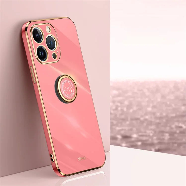 XINLI For iPhone 16 Pro Max Case Ring Kickstand Electroplating TPU Phone Cover