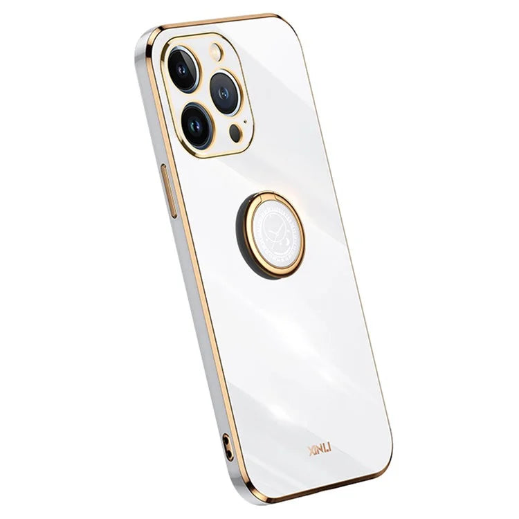 XINLI For iPhone 16 Pro Max Case Ring Kickstand Electroplating TPU Phone Cover