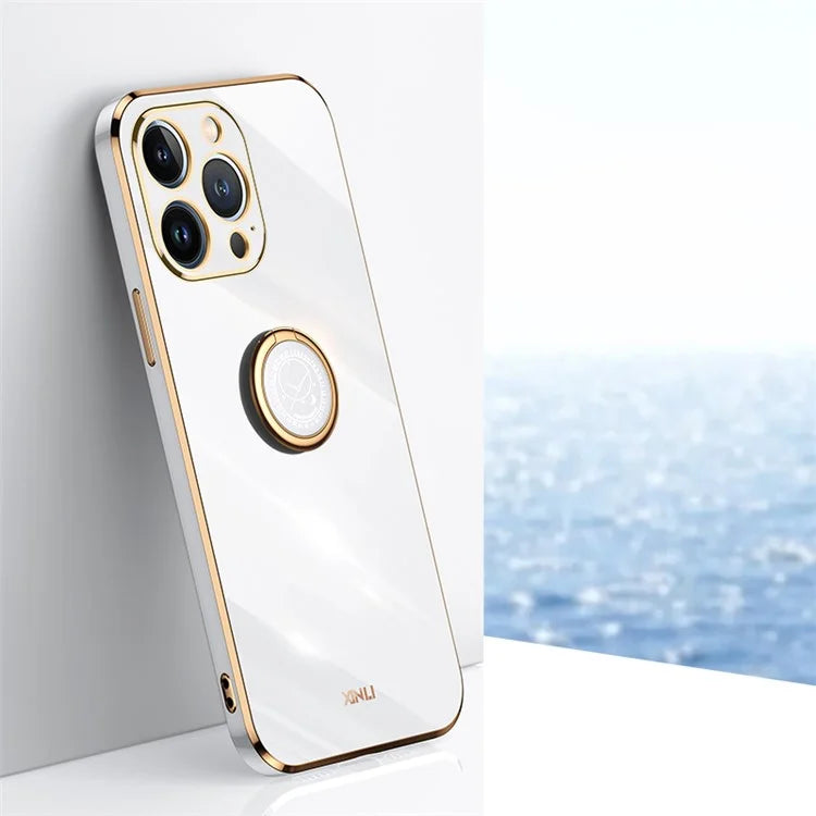 XINLI For iPhone 16 Pro Max Case Ring Kickstand Electroplating TPU Phone Cover