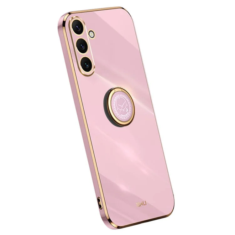 XINLI For Samsung Galaxy A16 5G Case Ring Kickstand Electroplating TPU Phone Cover