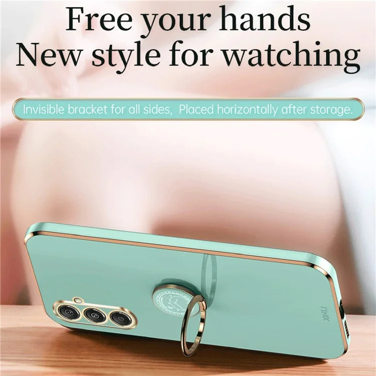 XINLI For Samsung Galaxy A16 5G Case Ring Kickstand Electroplating TPU Phone Cover