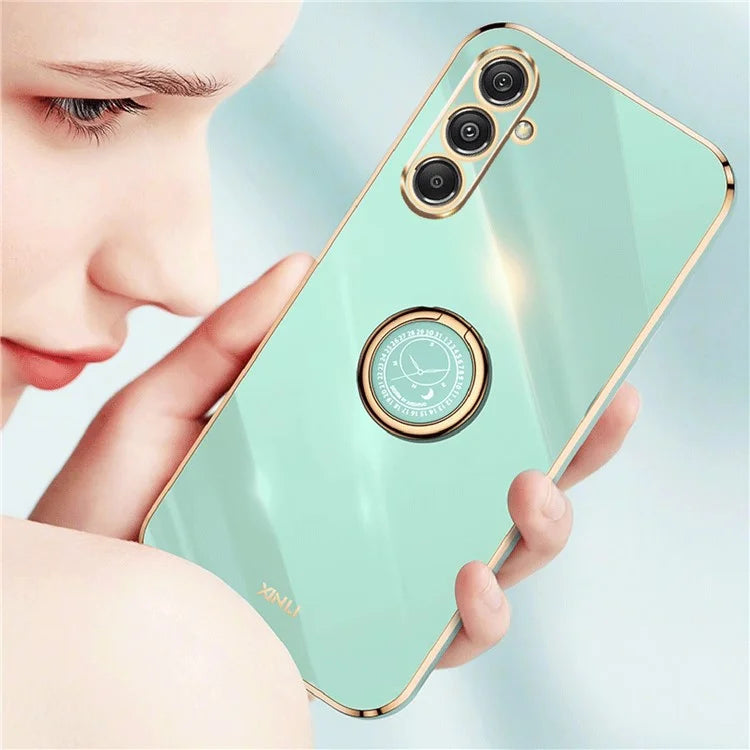 XINLI For Samsung Galaxy A16 5G Case Ring Kickstand Electroplating TPU Phone Cover