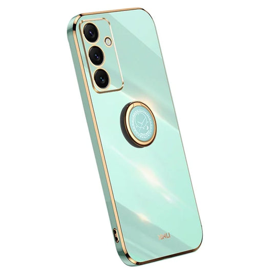 XINLI For Samsung Galaxy S24 FE Case Ring Kickstand Electroplating TPU Phone Cover