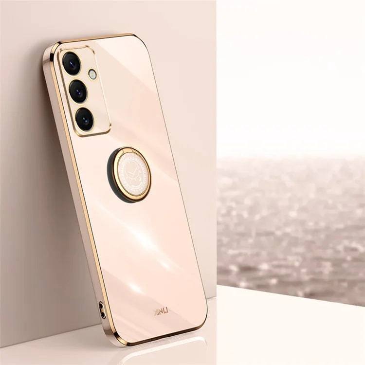 XINLI For Samsung Galaxy S24 FE Case Ring Kickstand Electroplating TPU Phone Cover