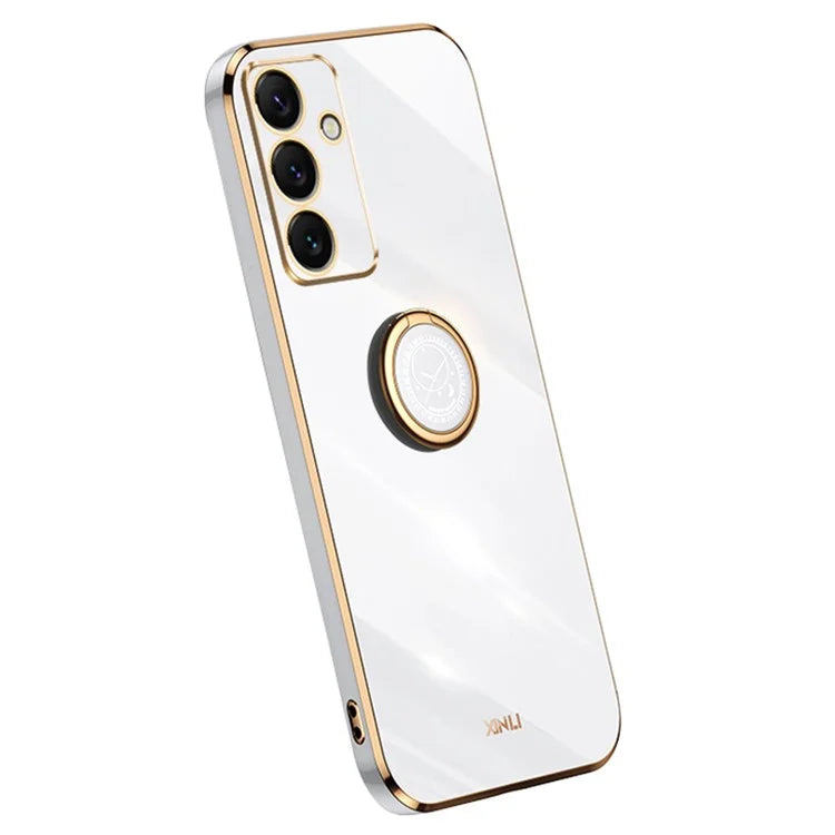 XINLI For Samsung Galaxy S24 FE Case Ring Kickstand Electroplating TPU Phone Cover