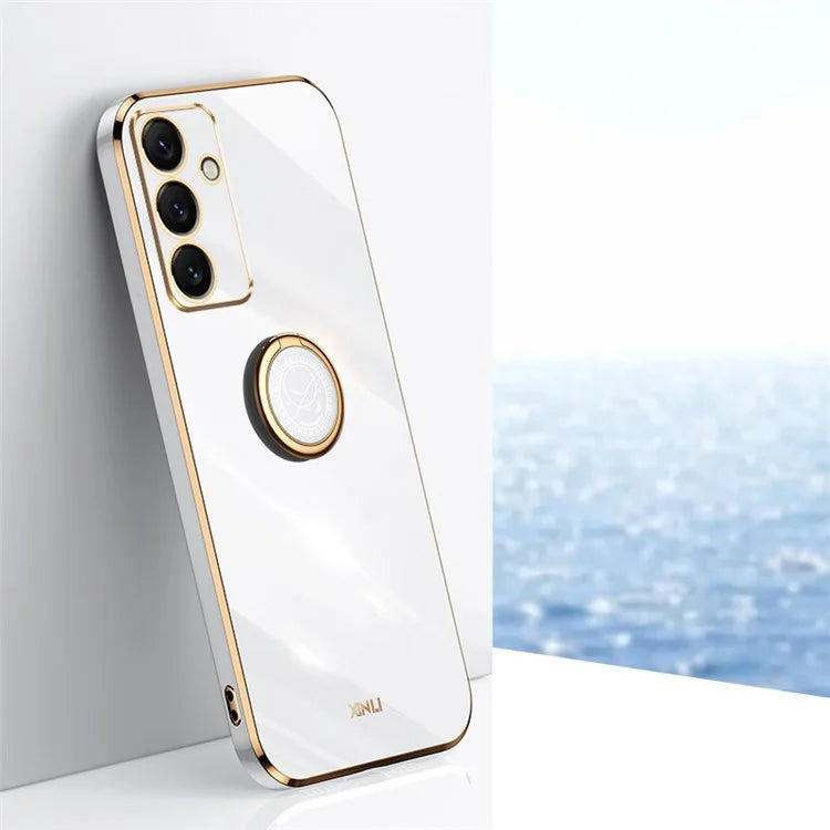 XINLI For Samsung Galaxy S24 FE Case Ring Kickstand Electroplating TPU Phone Cover