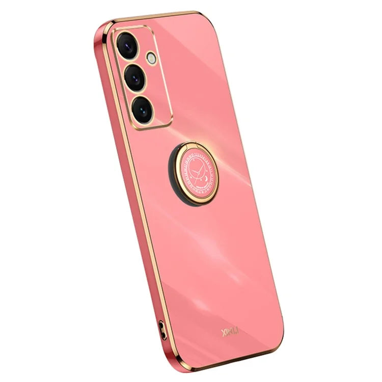 XINLI For Samsung Galaxy S24 FE Case Ring Kickstand Electroplating TPU Phone Cover