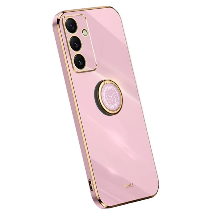 XINLI For Samsung Galaxy S24 FE Case Ring Kickstand Electroplating TPU Phone Cover