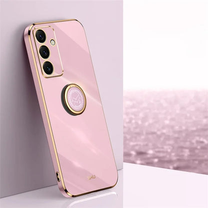 XINLI For Samsung Galaxy S24 FE Case Ring Kickstand Electroplating TPU Phone Cover
